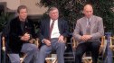 Actor William Shatner, producer Gene Roddenberry and actor Patrick Stewart attend the "Star Trek" 25th Anniversary Celebration on June 6, 1991 at Paramount Pictures Studios in Hollywood, California.