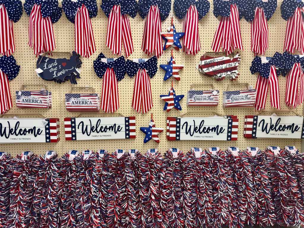 Hobby Lobby patriotic decor on display during the 2025 season