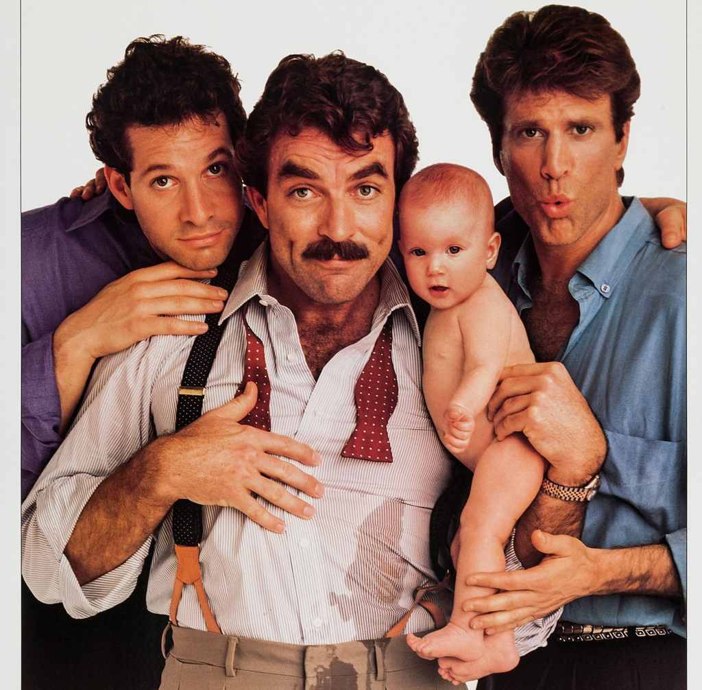 Steve Guttenberg, Tom Selleck, Lisa/Michelle Blair, Ted Danson, Three Men and a Baby, 1987