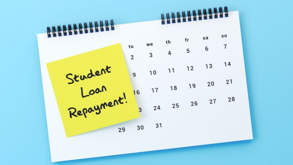 Student Loan Repayment Adhesive Note On Calendar