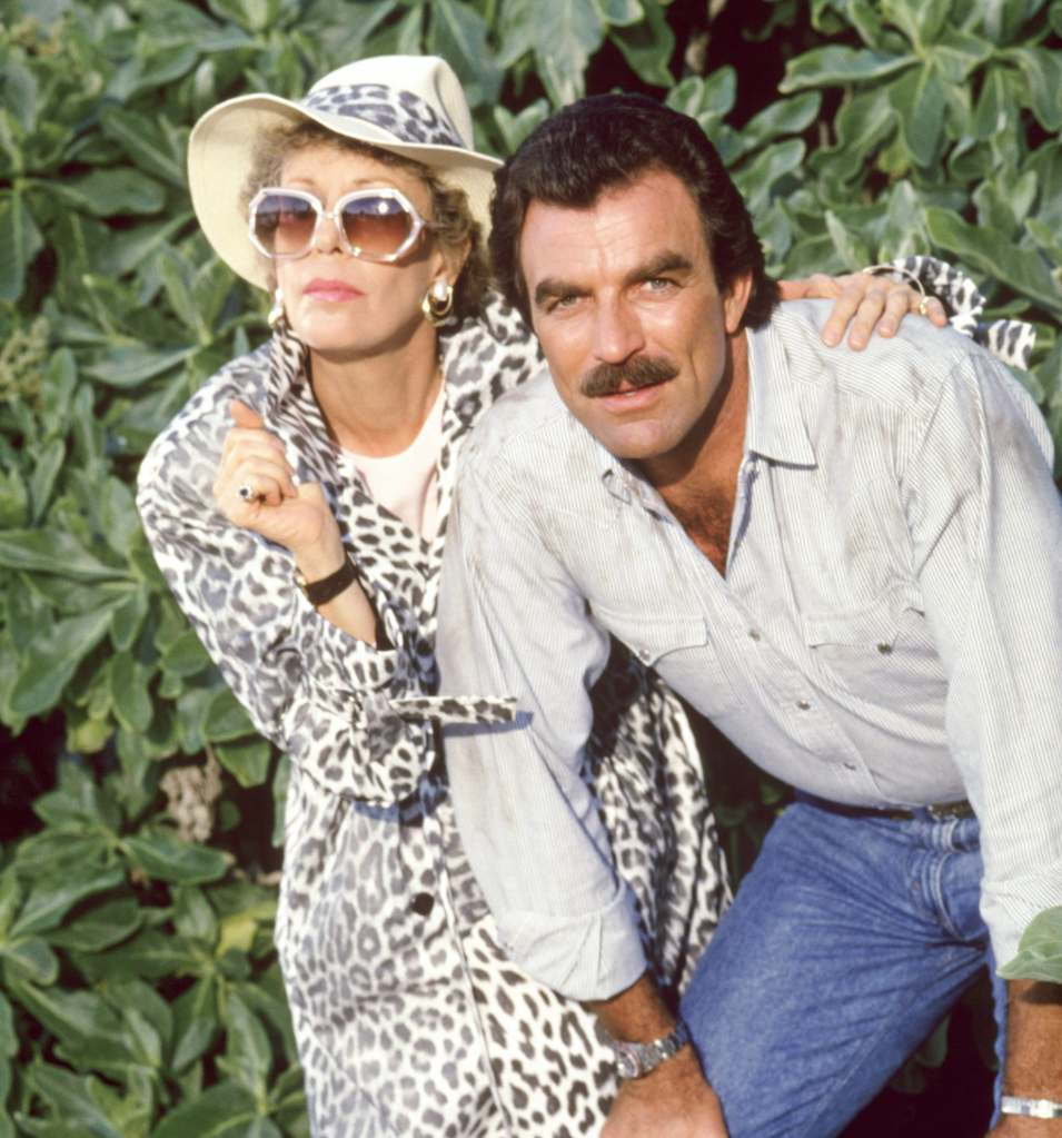 Carol Burnett, Tom Selleck, Magnum, P.I., circa 1984