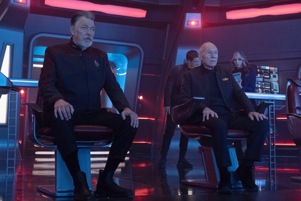 STAR TREK: PICARD, from left: Jonathan Frakes, Patrick Stewart, 'No Win Scenario', (Season 3, ep. 304, aired March 9, 2023).