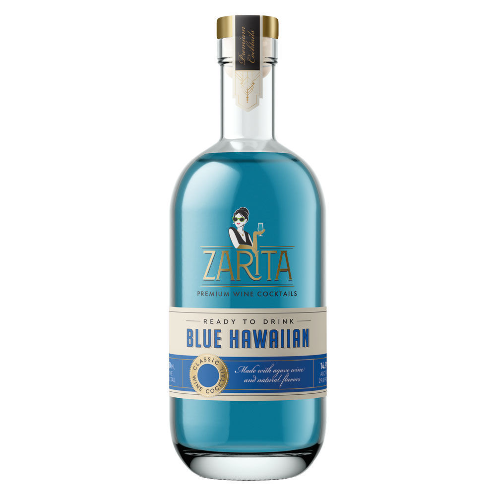 Blue Hawaiian cocktail in a bottle