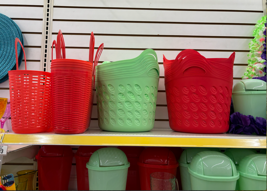 red and green baskets