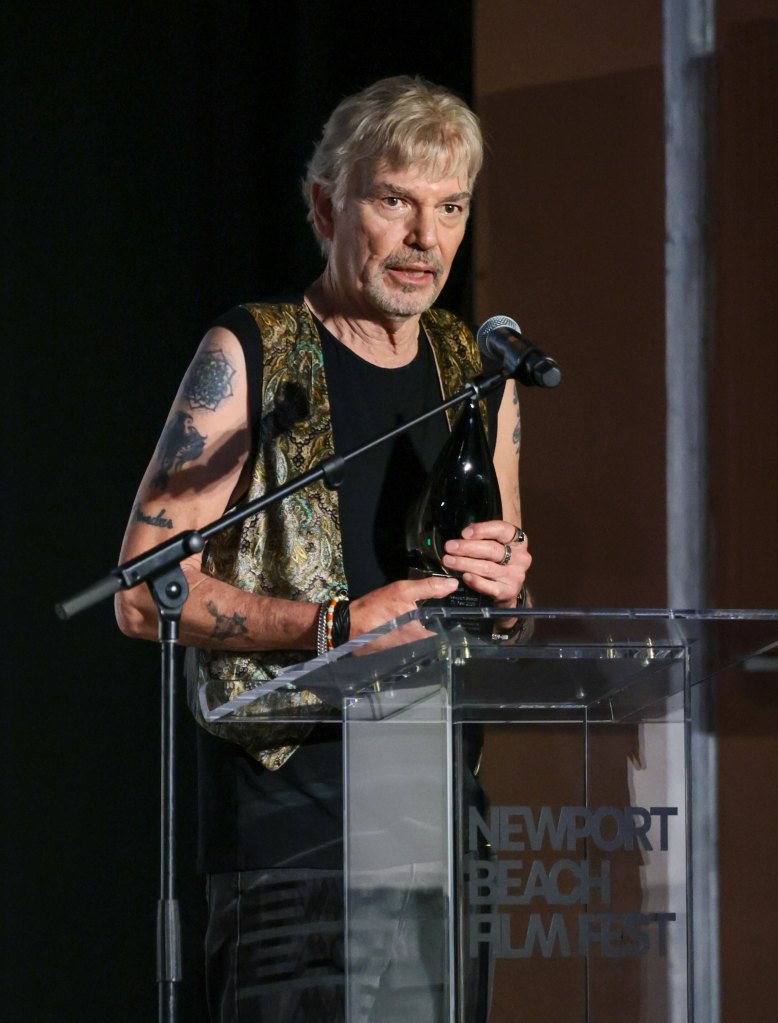 NEWPORT BEACH, CALIFORNIA - JUNE 06: Billy Bob Thornton, recipient of the TV Performance of the Year Award, speaks onstage at the "Landman" Ensemble Panel during the Newport Beach TV FEST at Lido Theater on June 06, 2026 in Newport Beach, California. (Photo by Tiffany Rose/Getty Images for Newport Beach TV FEST)
