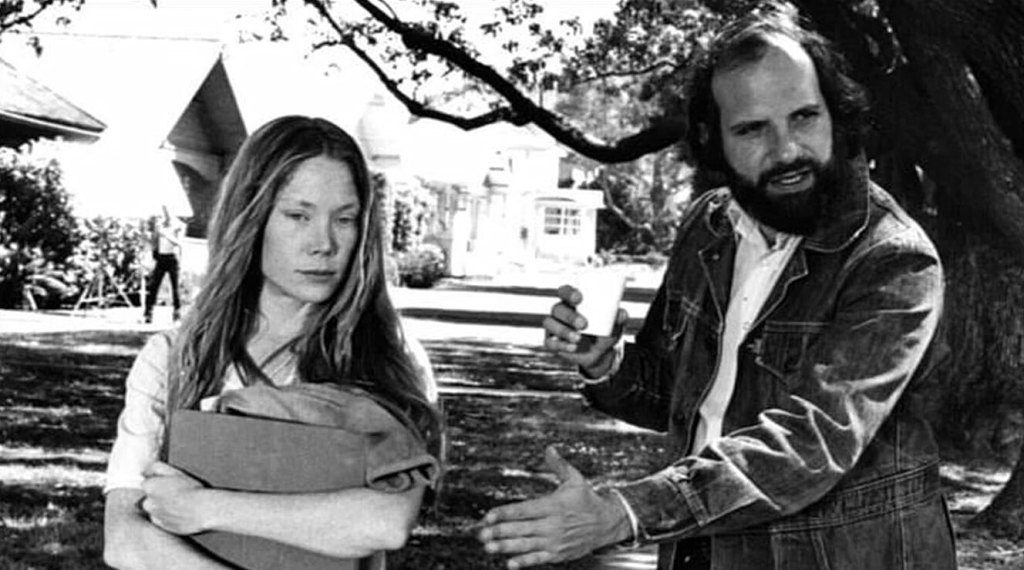 Sissy Spacek and director Brian De Palma on the set of 'Carrie'