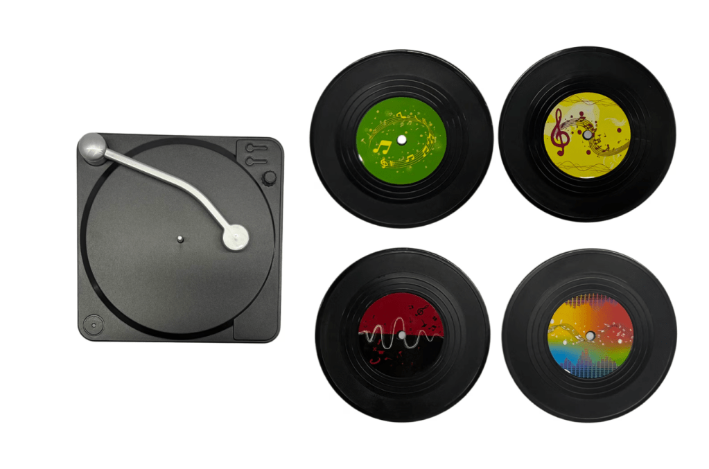 record player coaster set