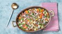 A large pan of stew made beans, lentils and other fiber-rich foods for weight loss