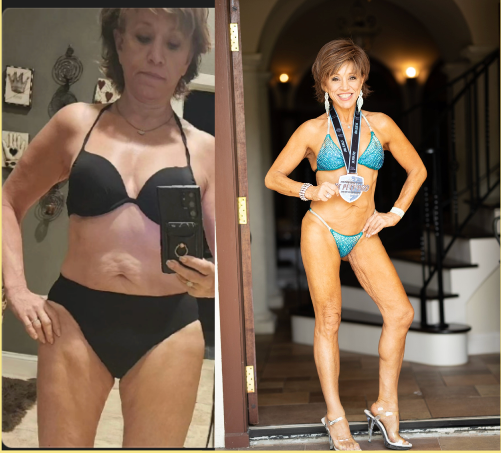 Forbes in a bikini before and after her transformation