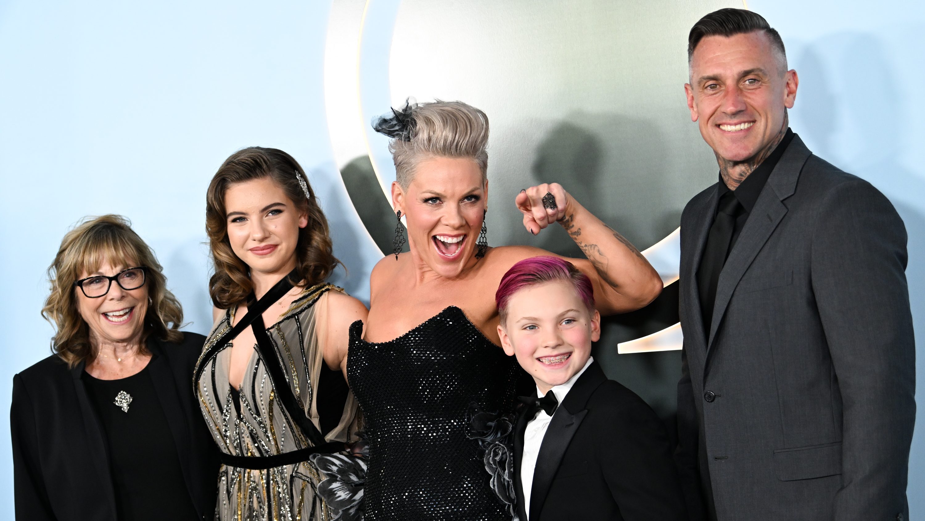 Judith Moore, Willow Sage Hart, P!nk, Jameson Hart and Carey Hart at The 79th Annual Tony Awards held at Radio City Music Hall on June 07, 2026 in New York, New York. (Photo by Kristina Bumphrey/WWD via Getty Images)