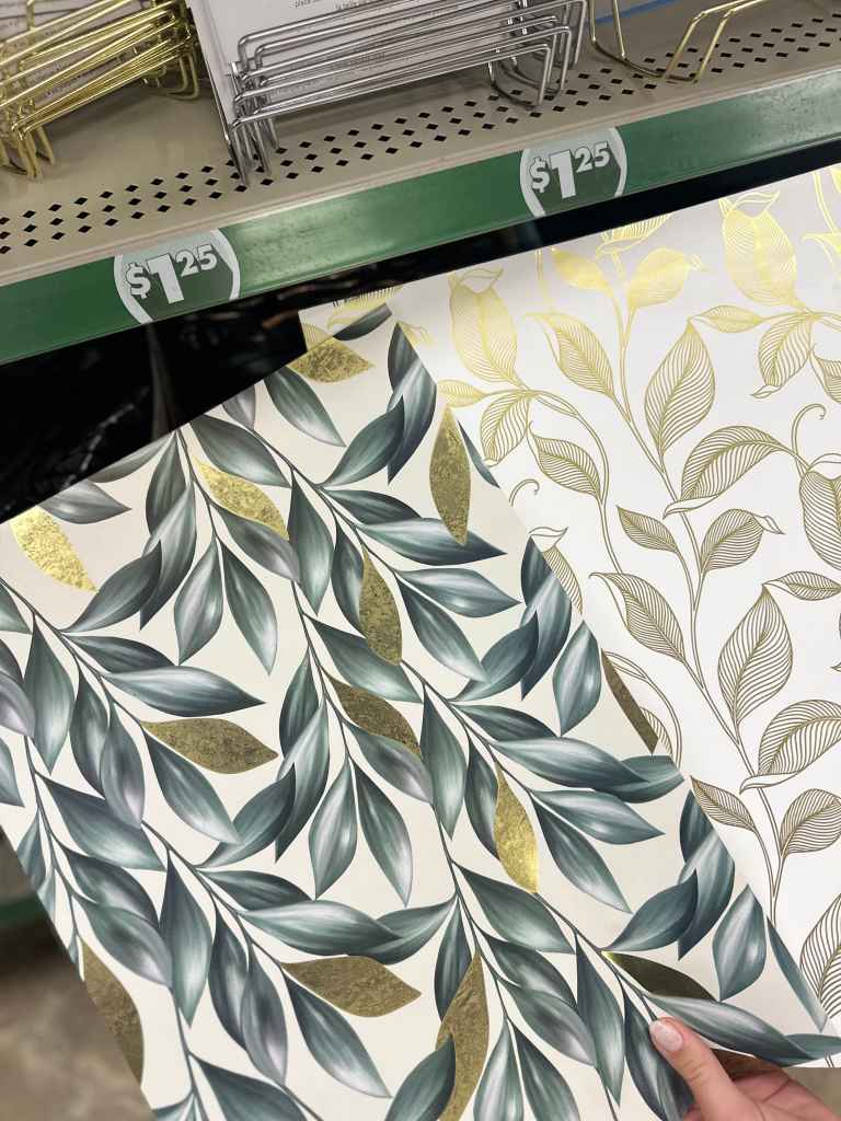 Dollar Tree tropical and gilded removable wallpaper