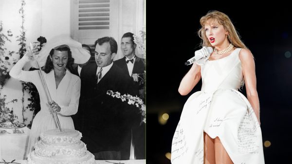 Rita Hayworth in a Dior wedding dress and Taylor Swift