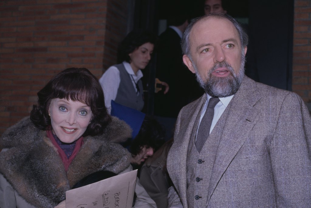 Carolyn Jones and John Astin attend an event, US, circa 1995.