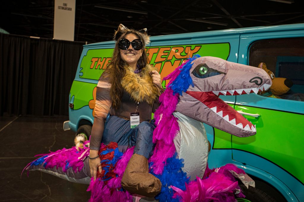 Dungeon Crawler Carl cosplayer Mady Muy as Princess Donut poses during Day Three of Fan Expo Anaheim at Anaheim Convention Center on June 28, 2026 in Anaheim, California. 