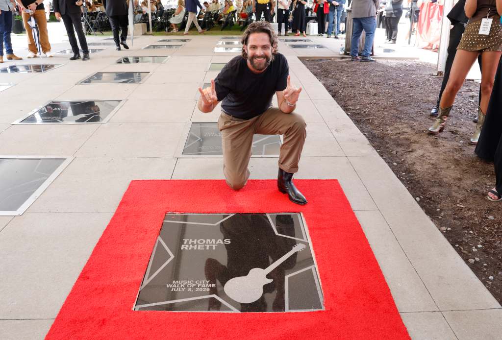 NASHVILLE, TENNESSEE - JULY 08: Thomas Rhett poses during his Music City Walk of Fame induction ceremony at Music City Walk of Fame on July 08, 2026 in Nashville, Tennessee. (Photo by Jason Kempin/Getty Images)