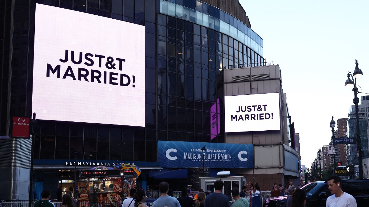 Outside Madison Square Garden after Taylor Swift and Travis Kelce's wedding