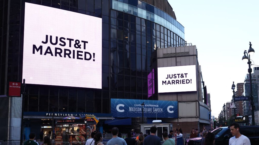 Outside Madison Square Garden after Taylor Swift and Travis Kelce's wedding