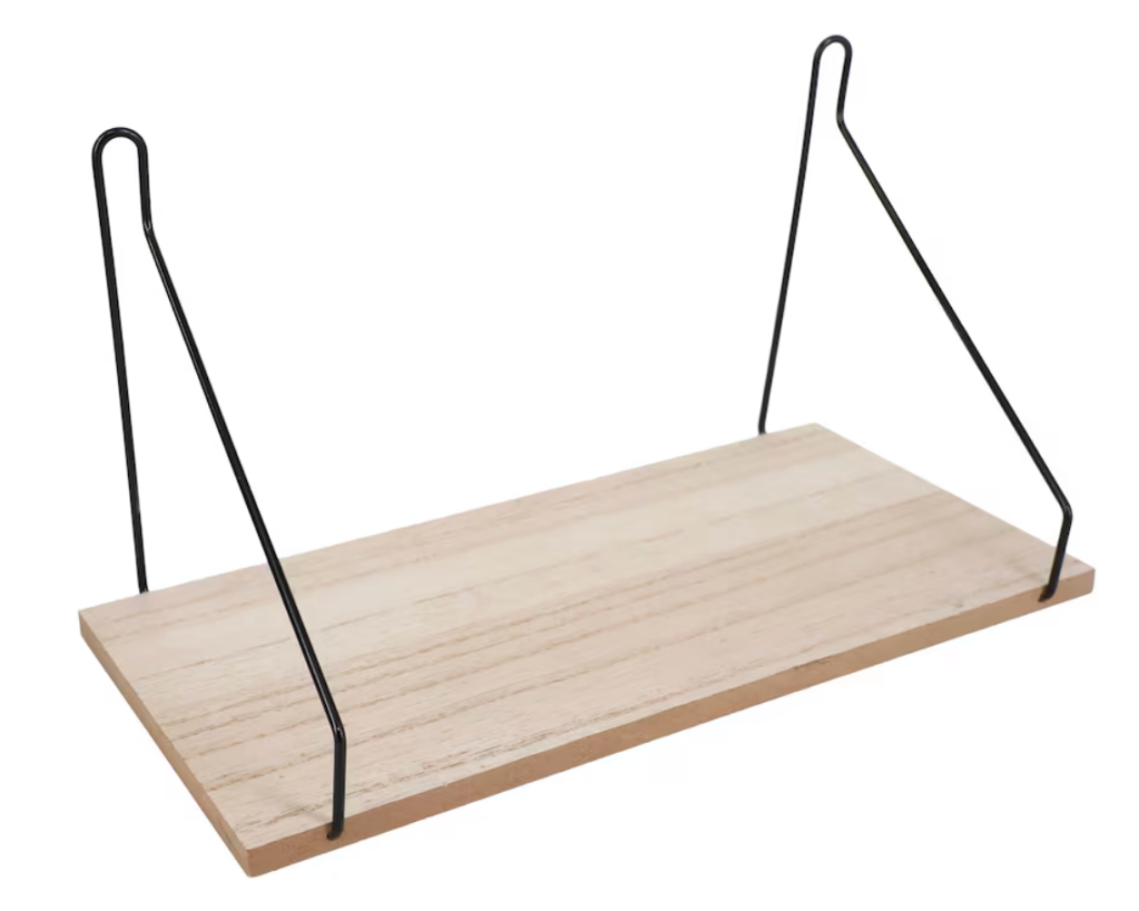 Dollar Tree wood shelf with black finishing