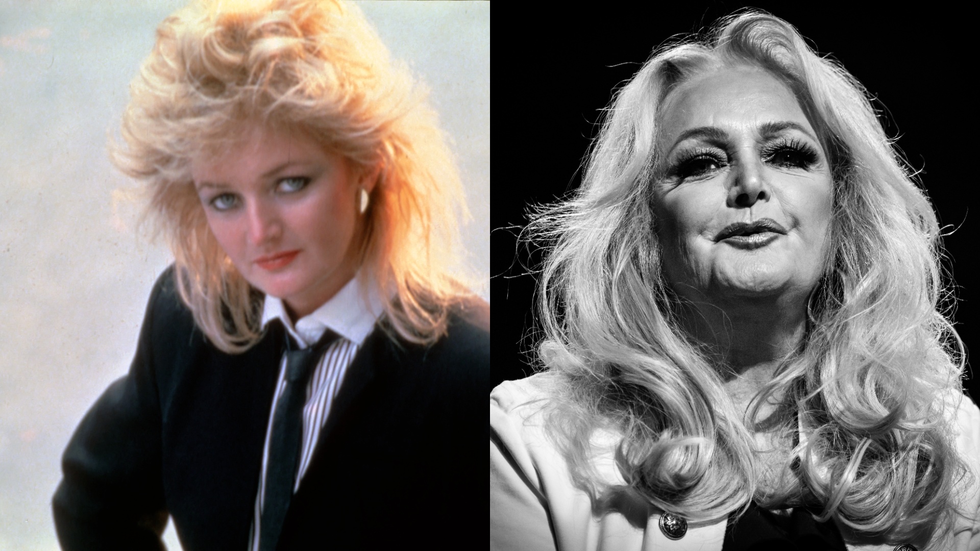 bonnie tyler yound and old split-screen image
