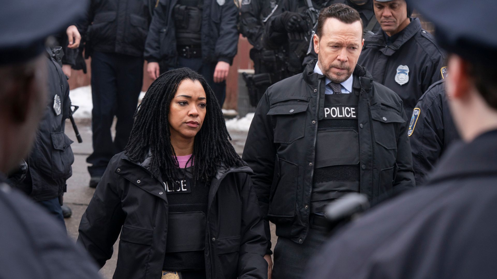 Sonequa Martin-Green as Lena Silver and Donnie Wahlberg as Danny Reagan in 'Boston Blue'