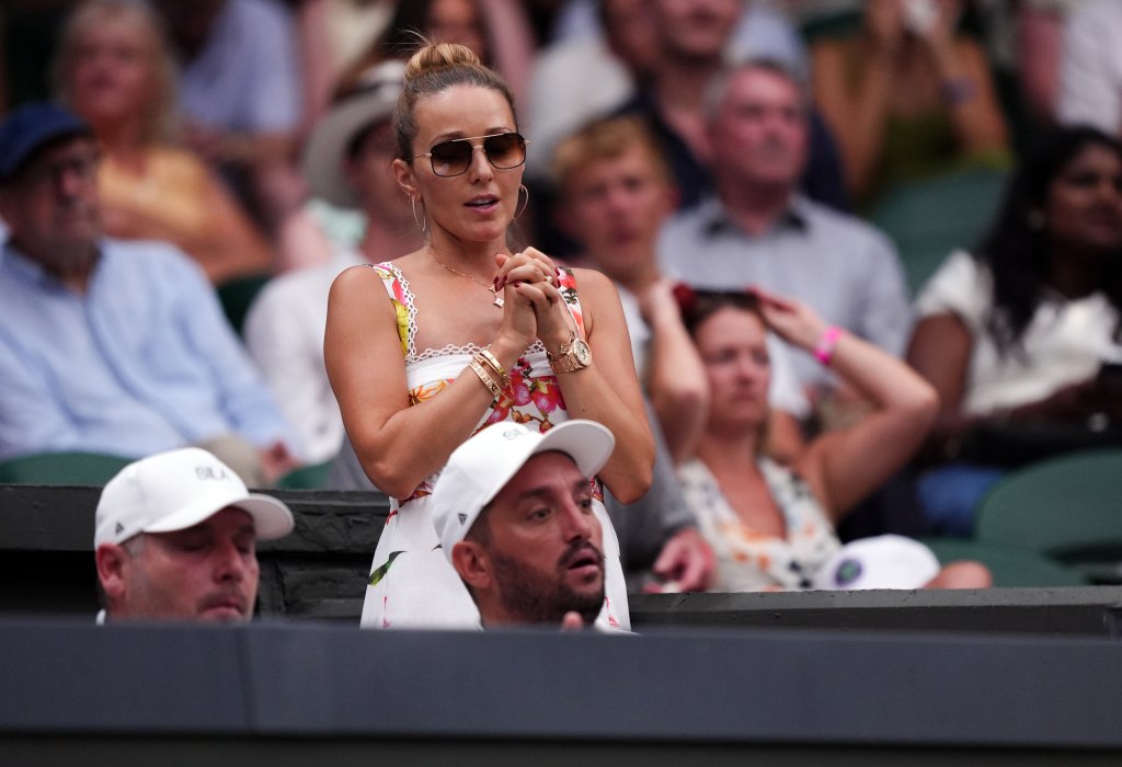 Jelena Djokovic, wife of Novak Djokovic, during the Gentlemen's Singles match against Felix Auger-Aliassime of Canada on day nine of the 2026 Wimbledon Championships at the All England Lawn Tennis and Croquet Club, London. Picture date: Tuesday July 7, 2026. (Photo by Ben Whitley/PA Images via Getty Images)