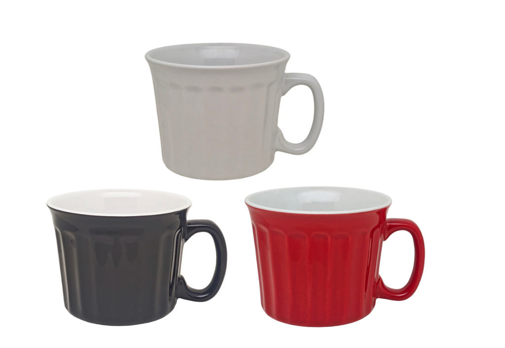 A trio of coffee cups in red, white and blue