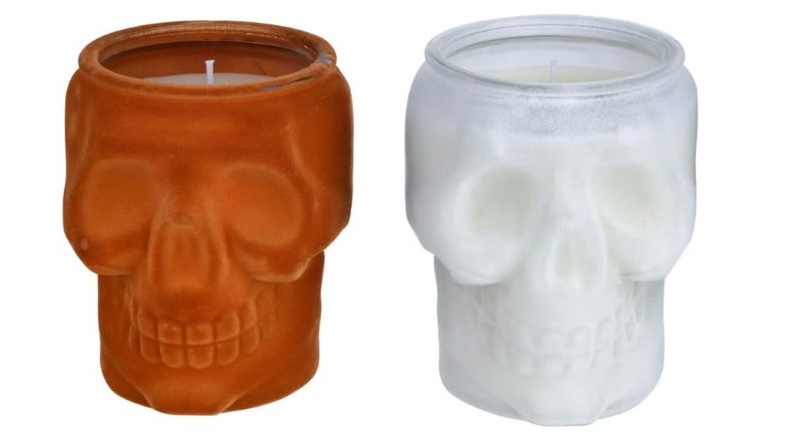 amber and white skull candles