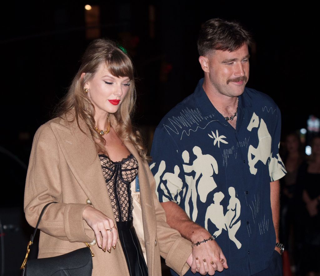 NEW YORK, NY - OCTOBER 11: Taylor Swift and Travis Kelce are seen on October 11, 2024 in New York City. (Photo by XNY/Star Max/GC Images)