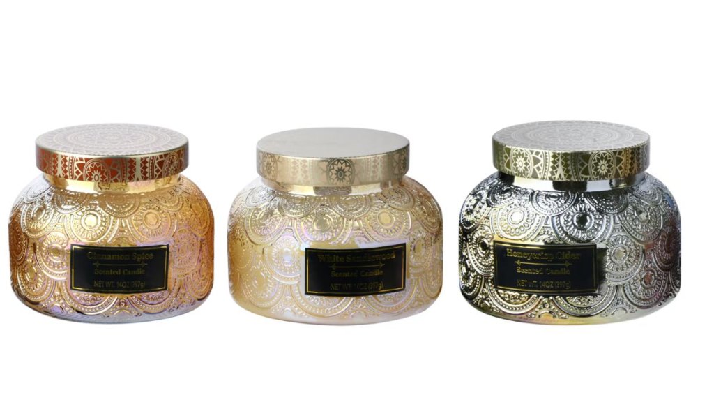 scented candles in shimmering jars