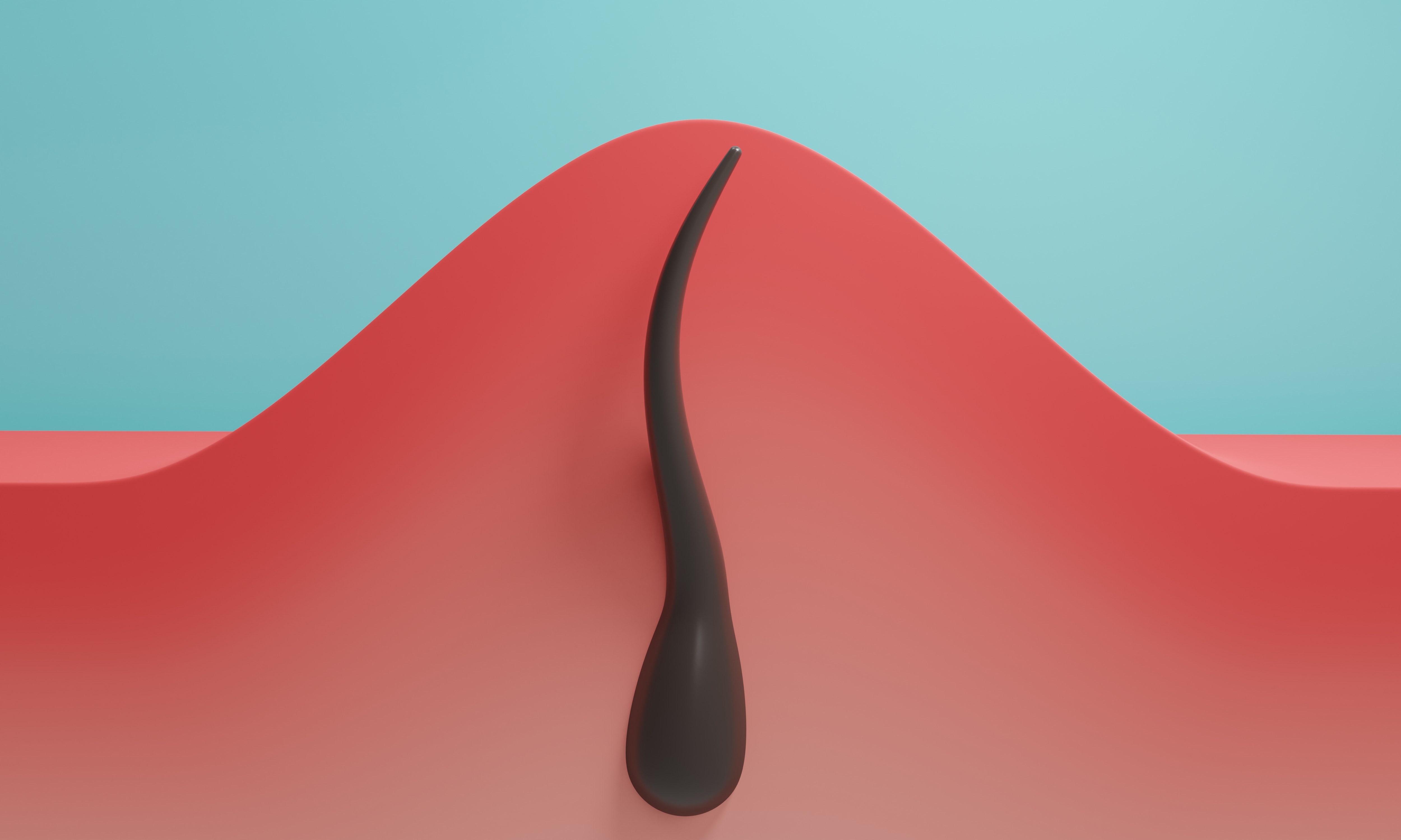 Ingrown hair with redness on a blue background.