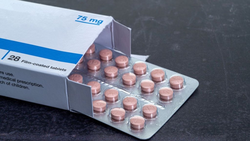 Blister pack of tablets or pills with a box