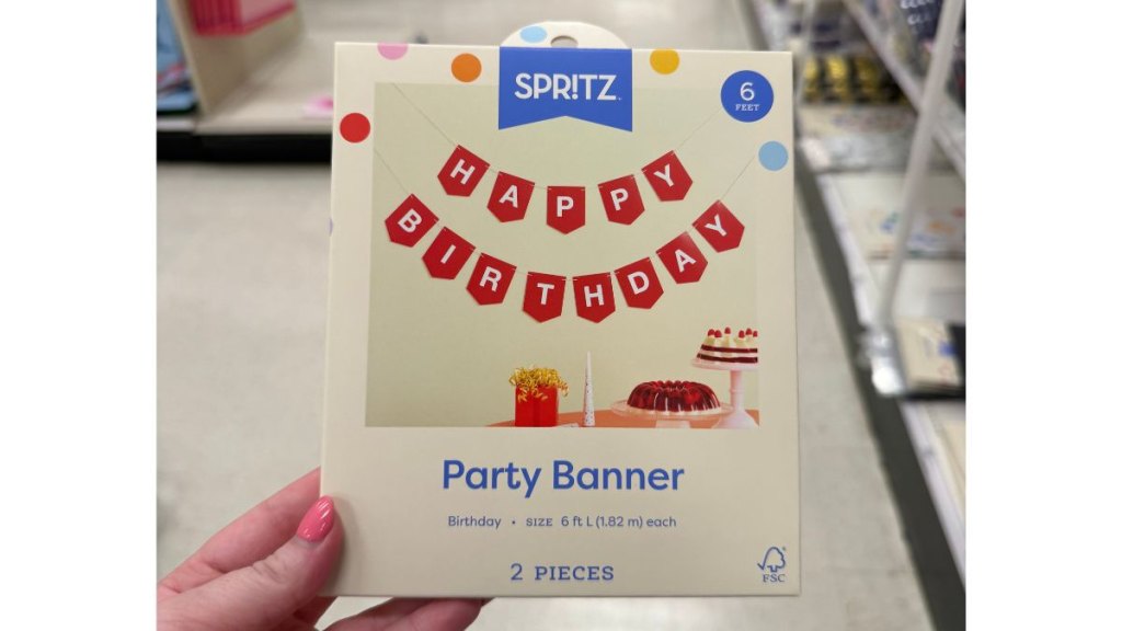 Red and white happy birthday sign