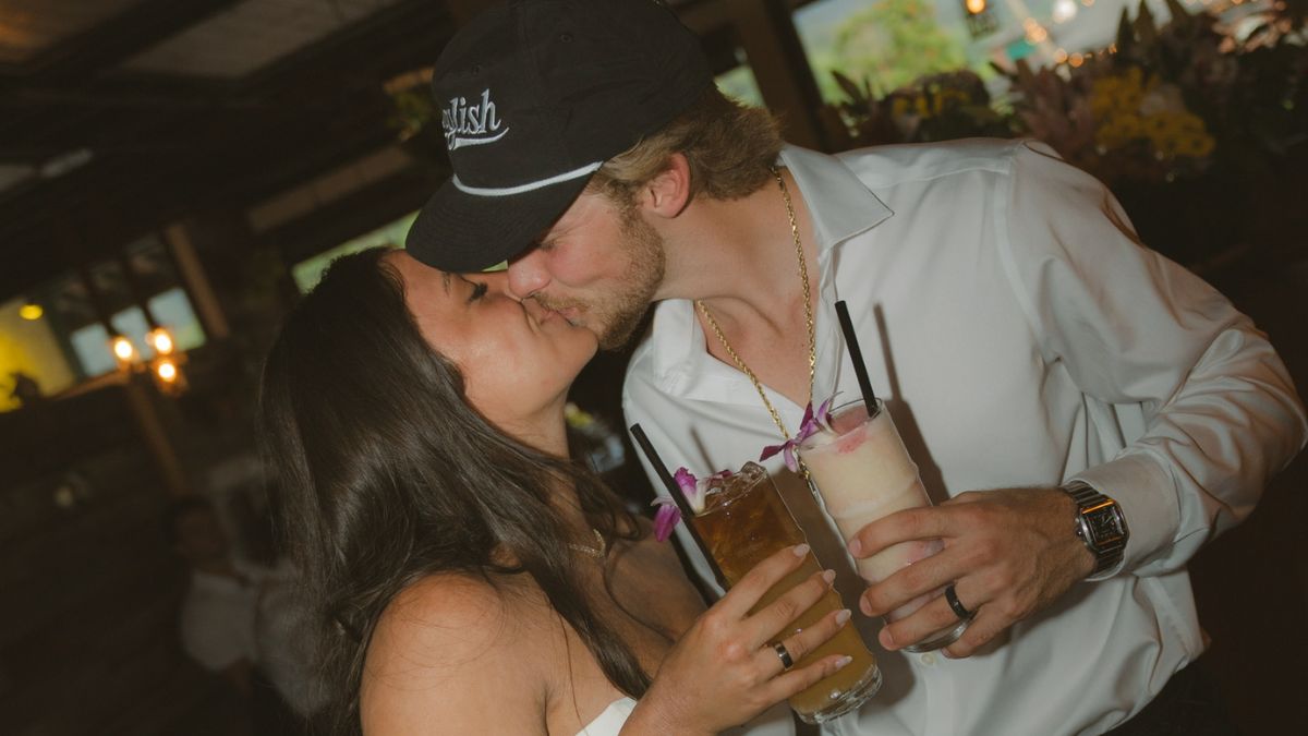 Sterlin English and Jayden Utash at their reception in Princeville, Kauai, Hawaii
