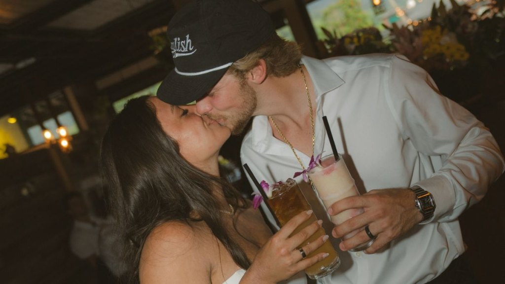 Sterlin English and Jayden Utash at their reception in Princeville, Kauai, Hawaii