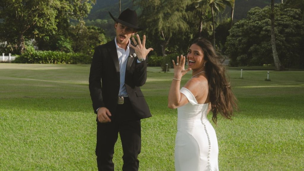 Sterlin English and Jayden Utash at their wedding in Princeville, Kauai, Hawaii