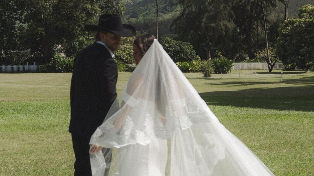 Sterlin English and Jayden Utash at their wedding in Princeville, Kauai, Hawaii