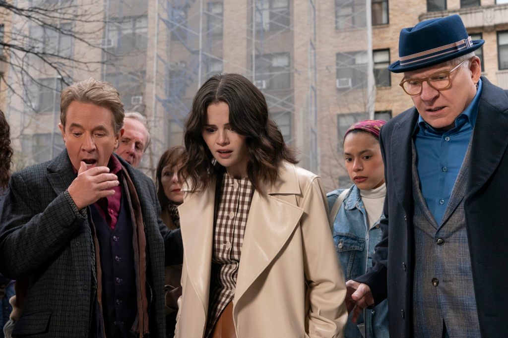ONLY MURDERS IN THE BUILDING, from left: Martin Short, Selena Gomez, Steve Martin, The House Always...', (Season 5, ep. 510, aired Oct. 28, 2025).
