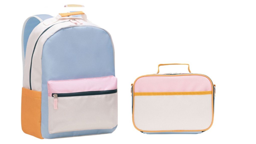 Aldi colorblock backpack and lunch bag