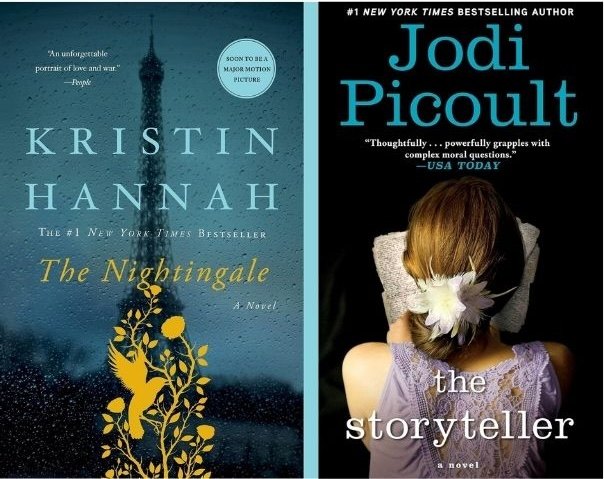 Book jackets of The NIghtingale and The Storyteller