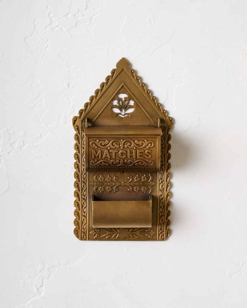 Antique Brass Iron Match Holder