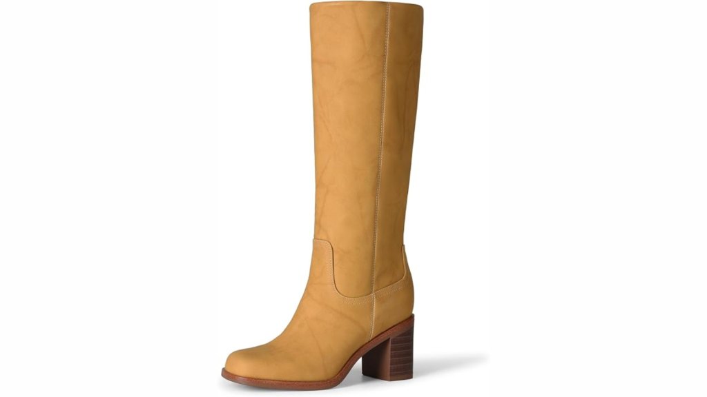 DREAM PAIRS Women's Square Toe Chunky Knee High Boots