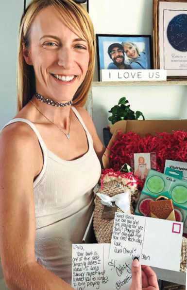 Each box has messages of love and items handpicked for the recipient