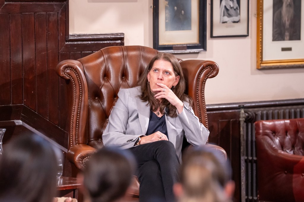 Mary Trump speaks at The Cambridge Union on May 25, 2025 in CAMBRIDGE, UNITED KINGDOM.