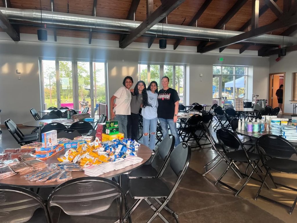 Jiya and friends making cheer packages to donate to seniors