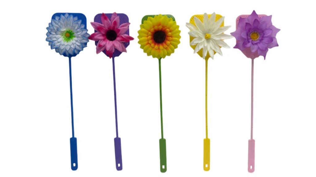Fly swatter embellished with a flower from Dollar Tree
