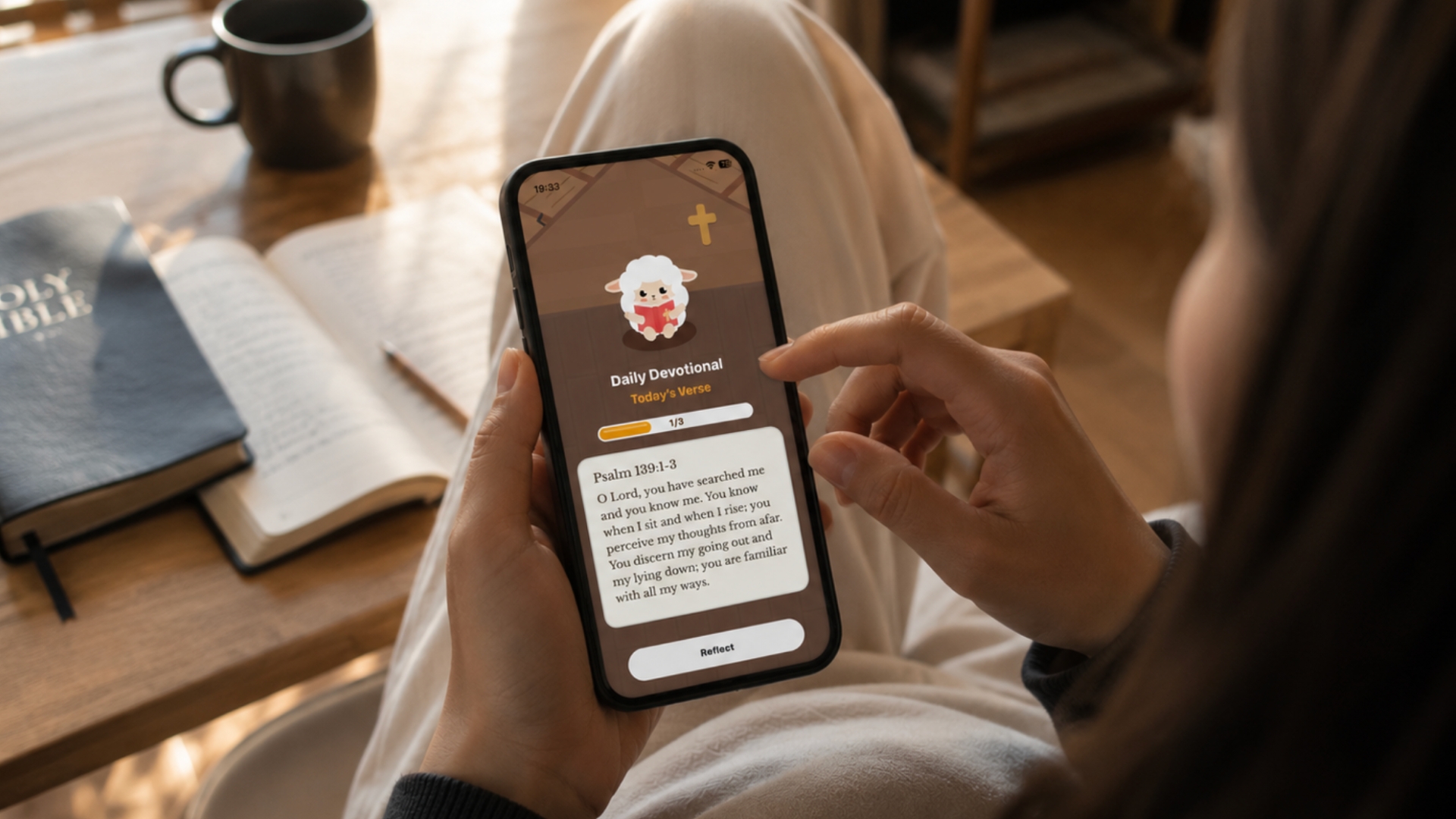 Young person using habit-building tools to track daily progress