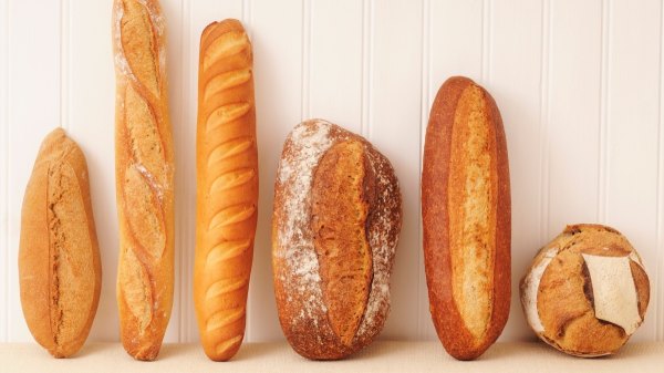 Loaves of bread for weight loss standing upright on a counter