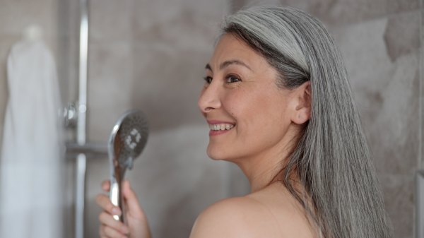 A mature woman in the shower