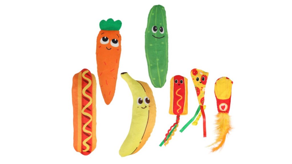 Cute pet toys in the shape of food from Dollar Tree