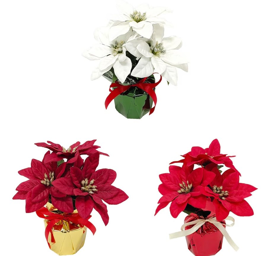 Dollar Tree potted faux poinsettas